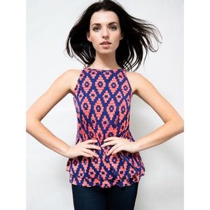 Tori Richard Deane Print Sleeveless Blouse